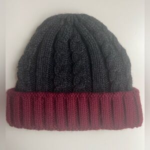 Dark gray and Red Alpaca Knit Beanie